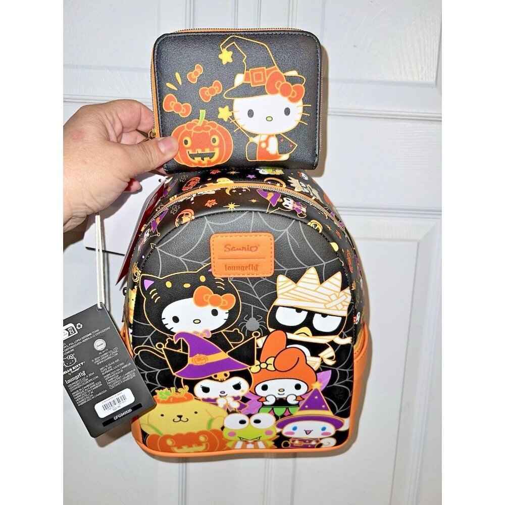 SANRIO Loungefly Halloween Hello Kitty & Friends Backpack & Wallet NWT